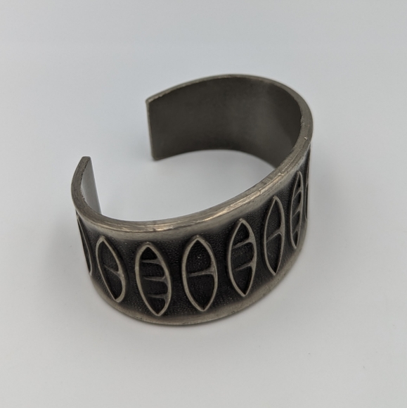 Modernist Abstract Design Norwegian Pewter Bracelet Brodrene Mylius Mid Century - Picture 6 of 9